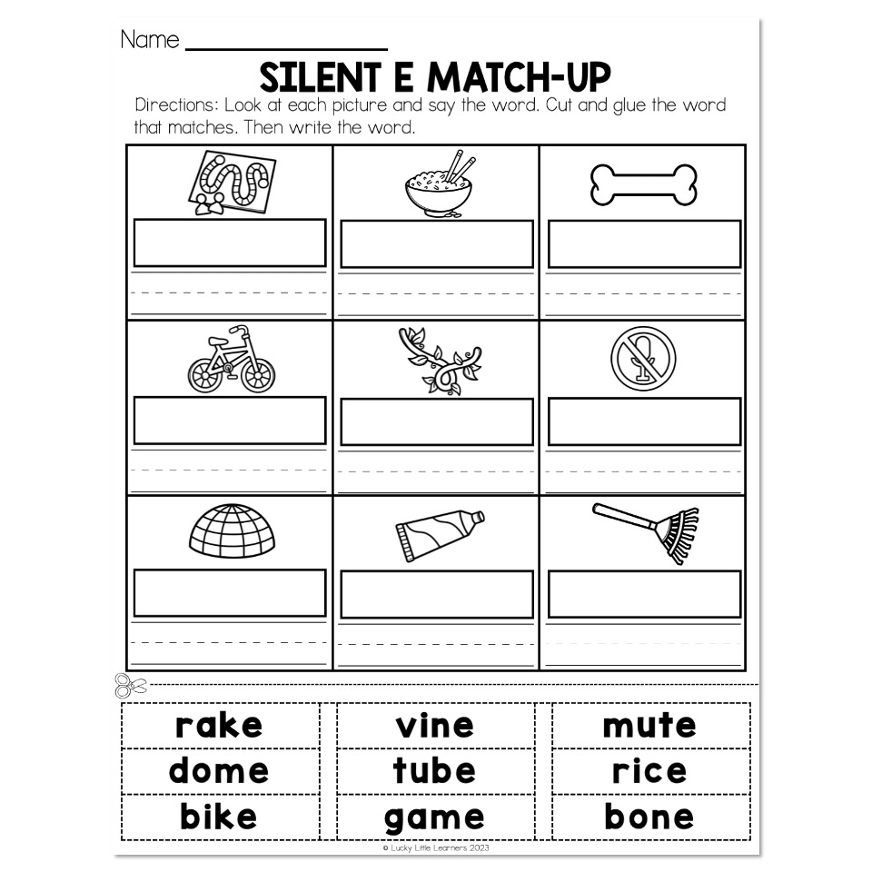 Phonics Worksheet CVCE Silent E Match Up Lucky Little Phonics Worksheet CVCE Silent E Match Up Lucky Little