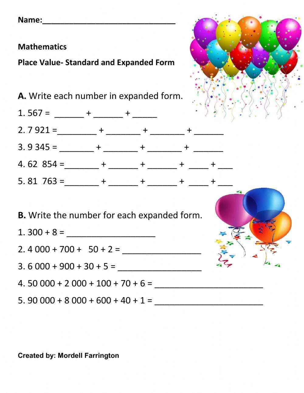 Printable Place Value Expanded Form Worksheets Printable Place Value Expanded Form Worksheets