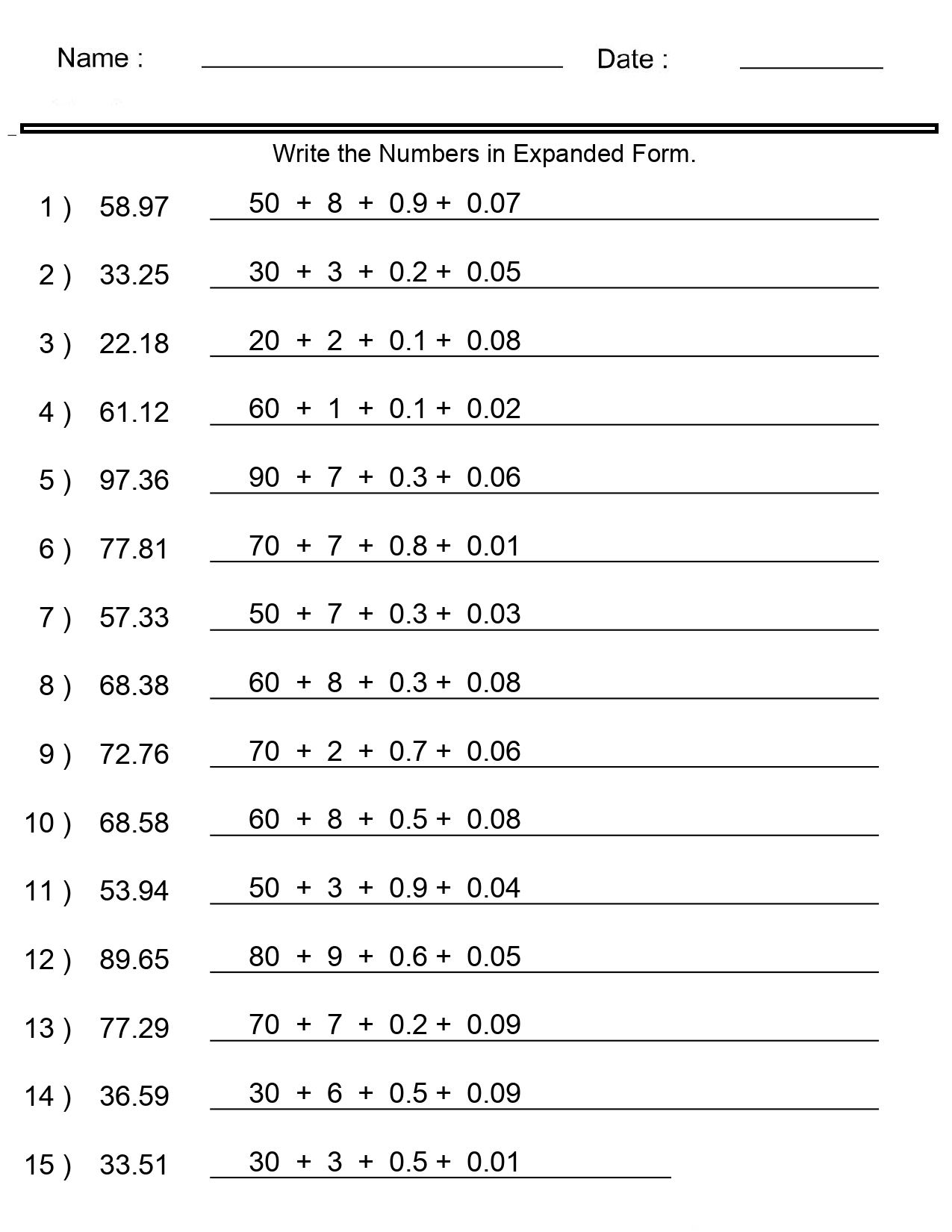 Place Value Worksheets Expanded Form With Decimals Worksheets 2 Place Value Worksheets Expanded Form With Decimals Worksheets 2