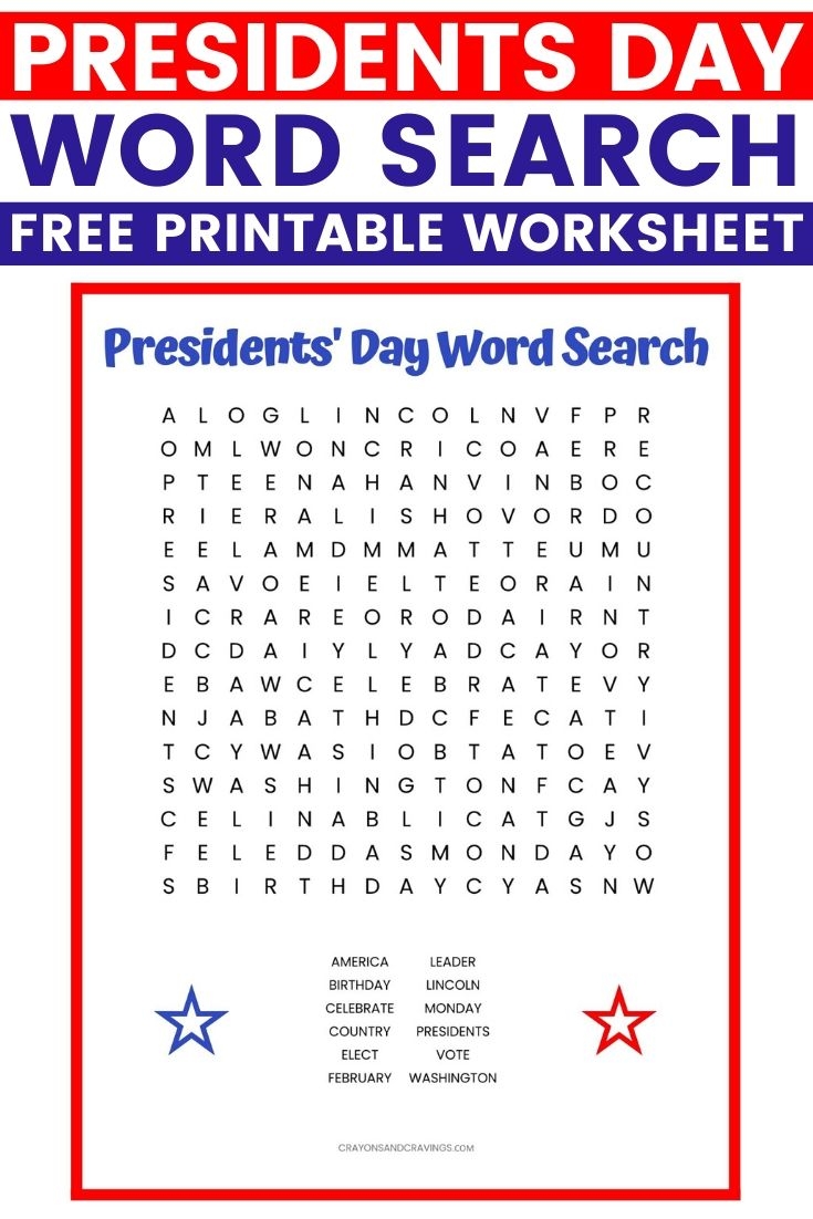 Presidents Day Word Search FREE Printable Worksheet Presidents Day Word Search FREE Printable Worksheet