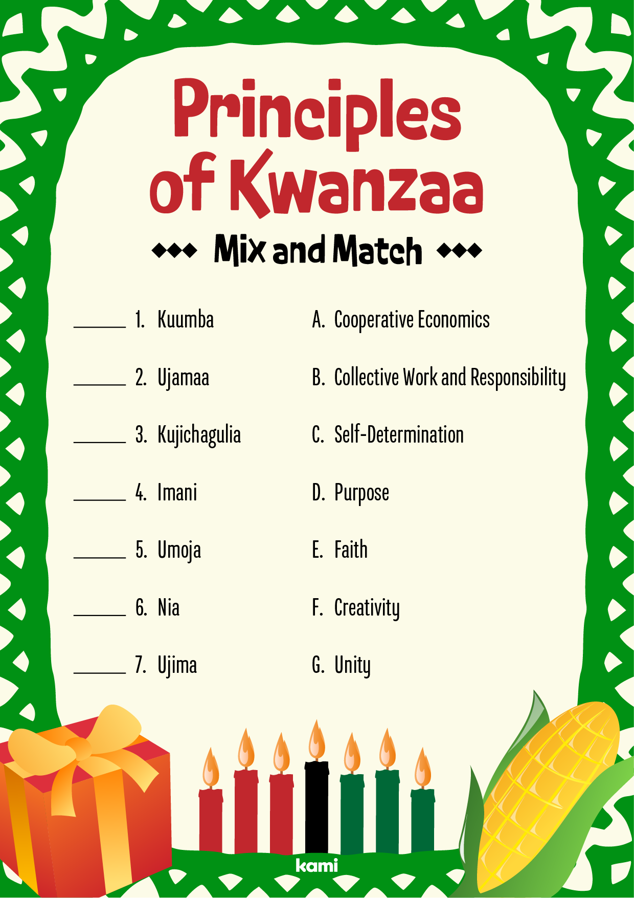 Principles Of Kwanzaa Mix amp Match For Teachers Perfect For Principles Of Kwanzaa Mix amp Match For Teachers Perfect For