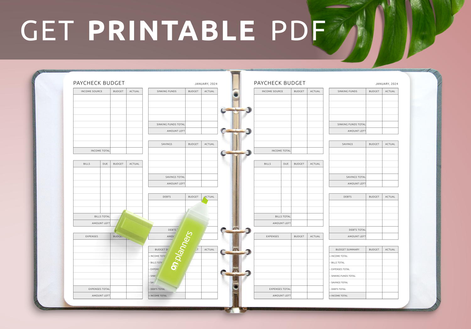 Free Printable Paycheck Budget Worksheet