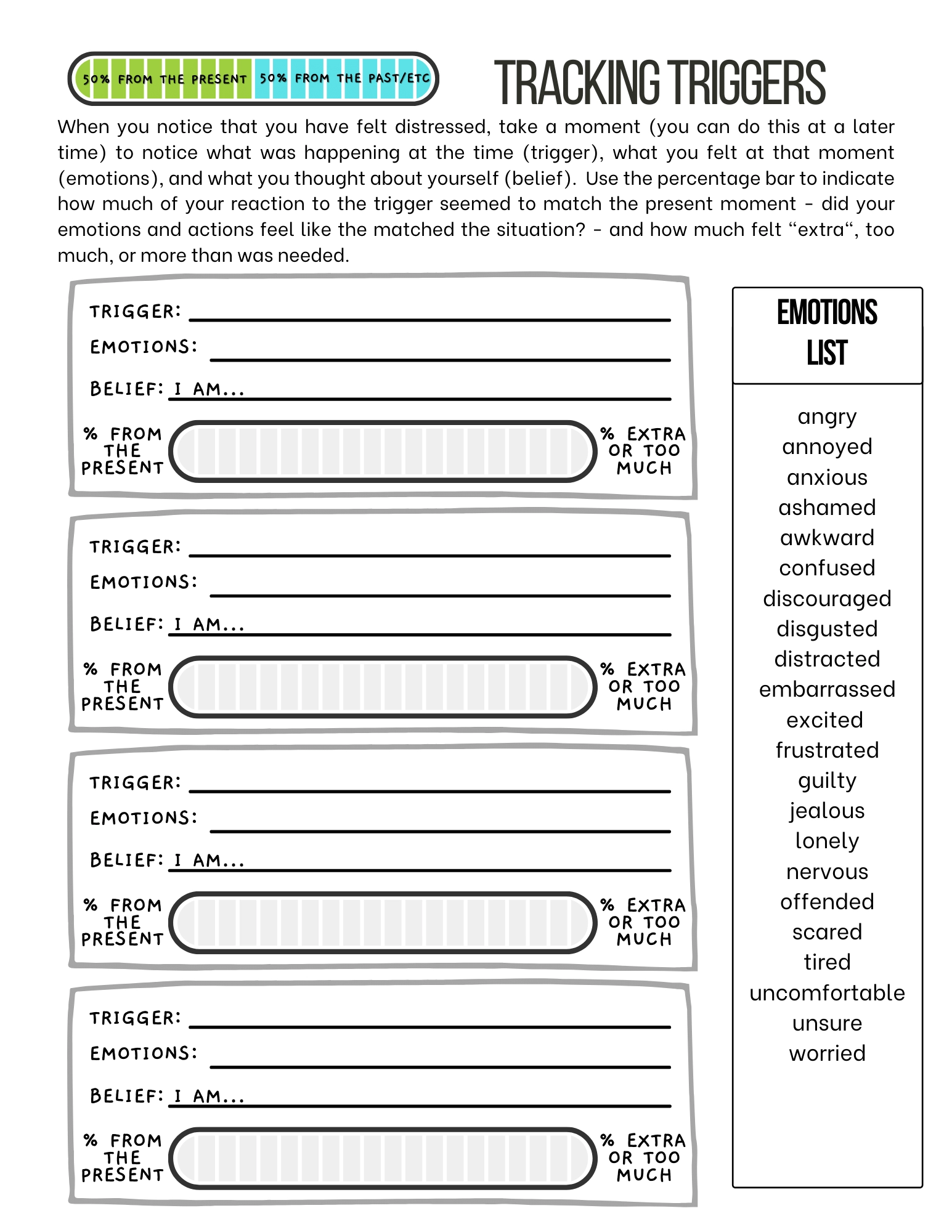 Free Printable Identifying Triggers Worksheets Free Printable Identifying Triggers Worksheets