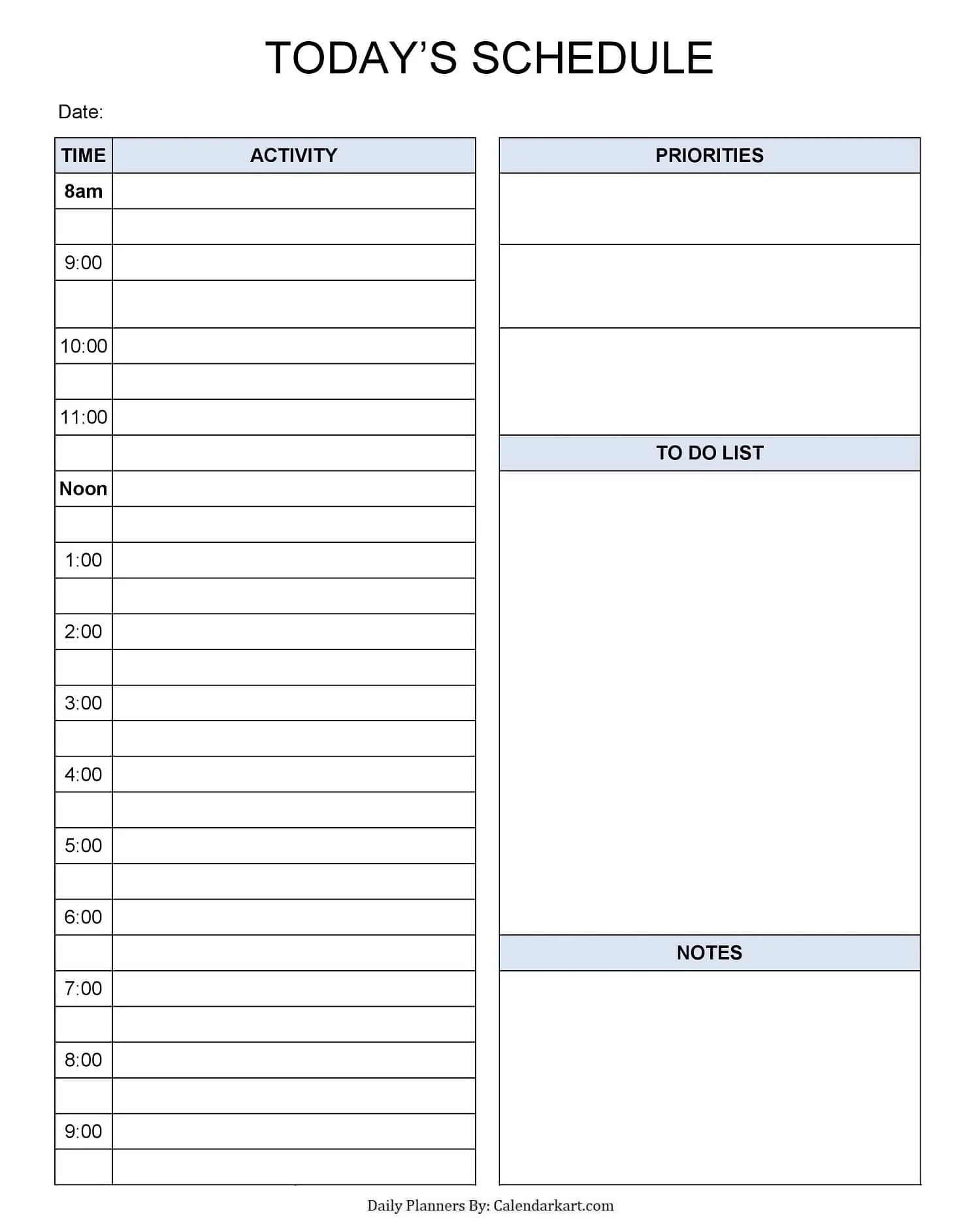 Printable Daily Planner Template Calendarkart Printable Daily Planner Template Calendarkart
