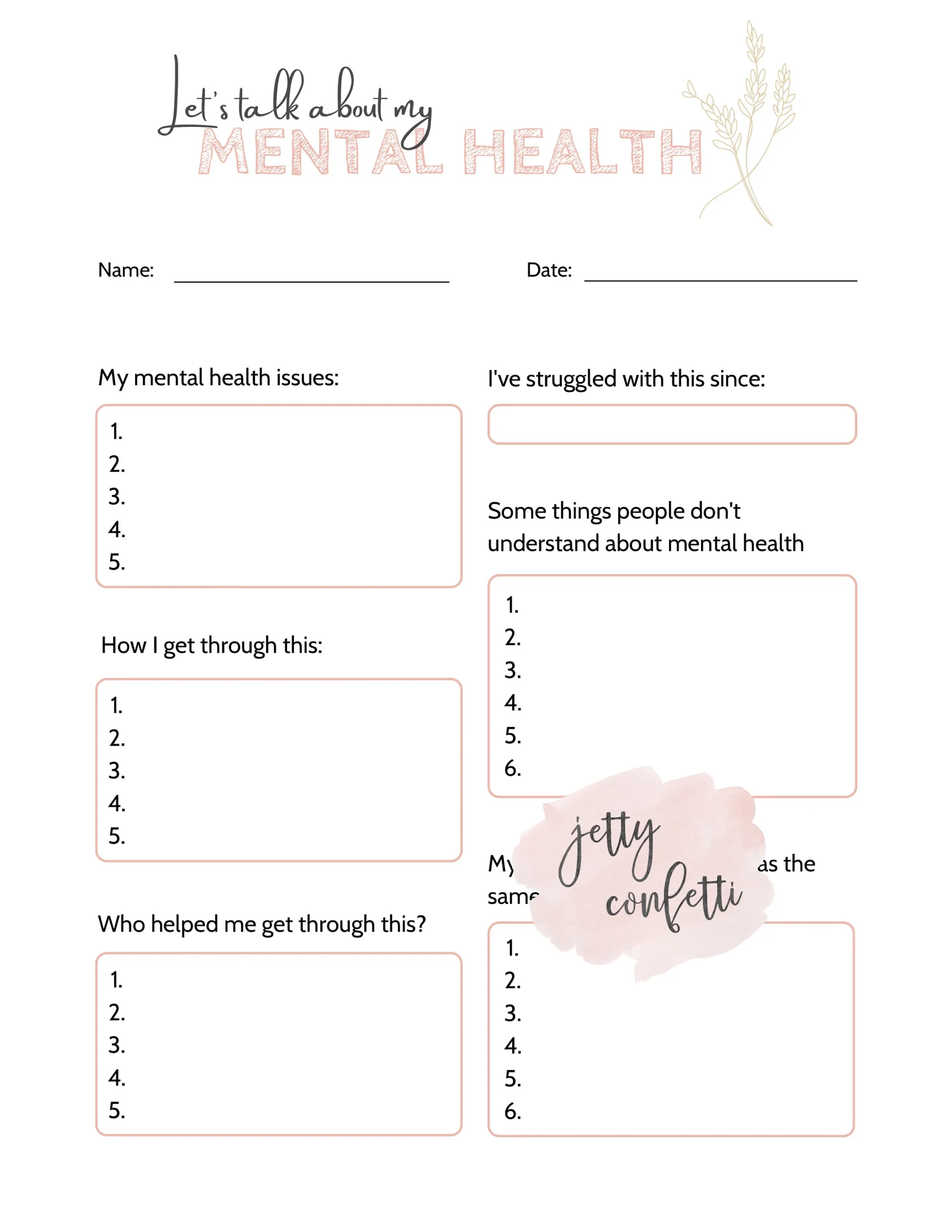 Printable Mental Health Worksheets Printable Mental Health Worksheets