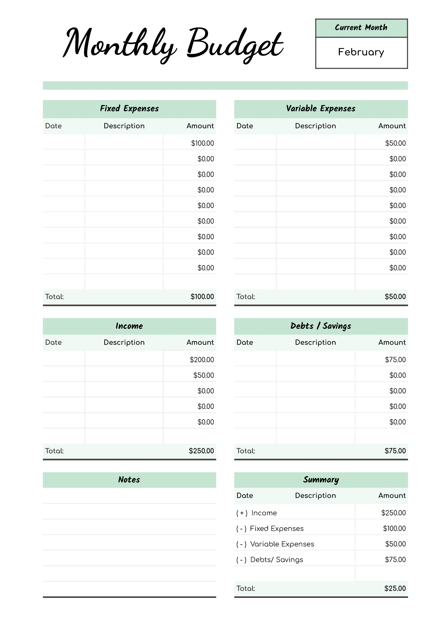 Monthly Budget Worksheets Printable Monthly Budget Worksheets Printable