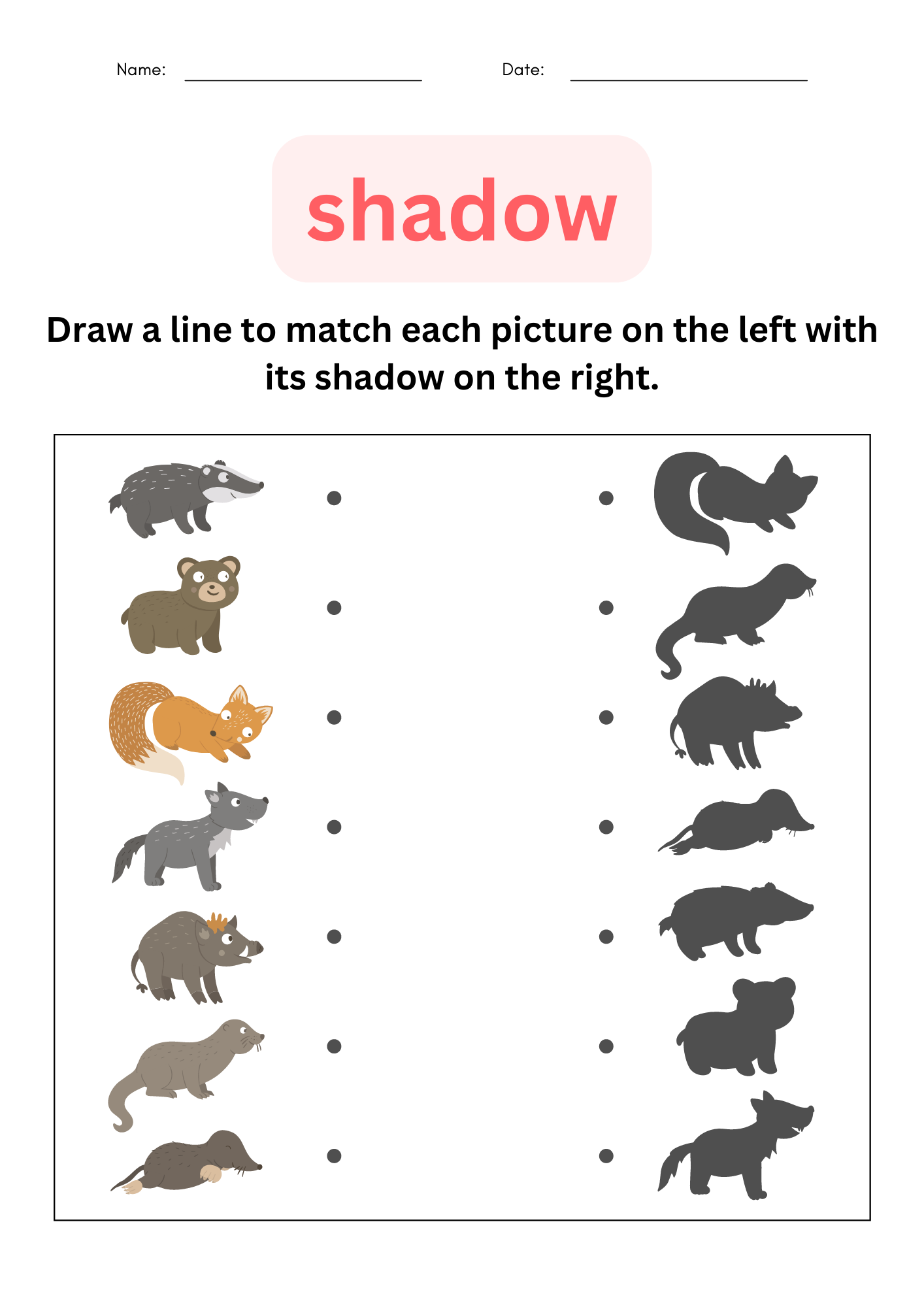 Printable Matching Worksheets