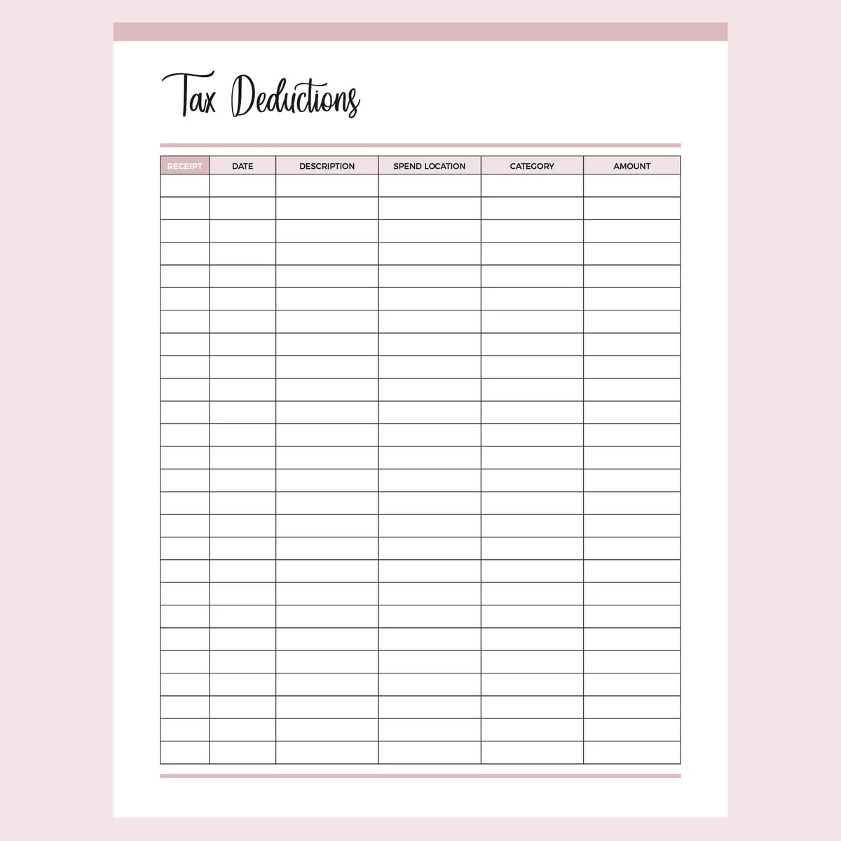 Printable Itemized Deductions Worksheet