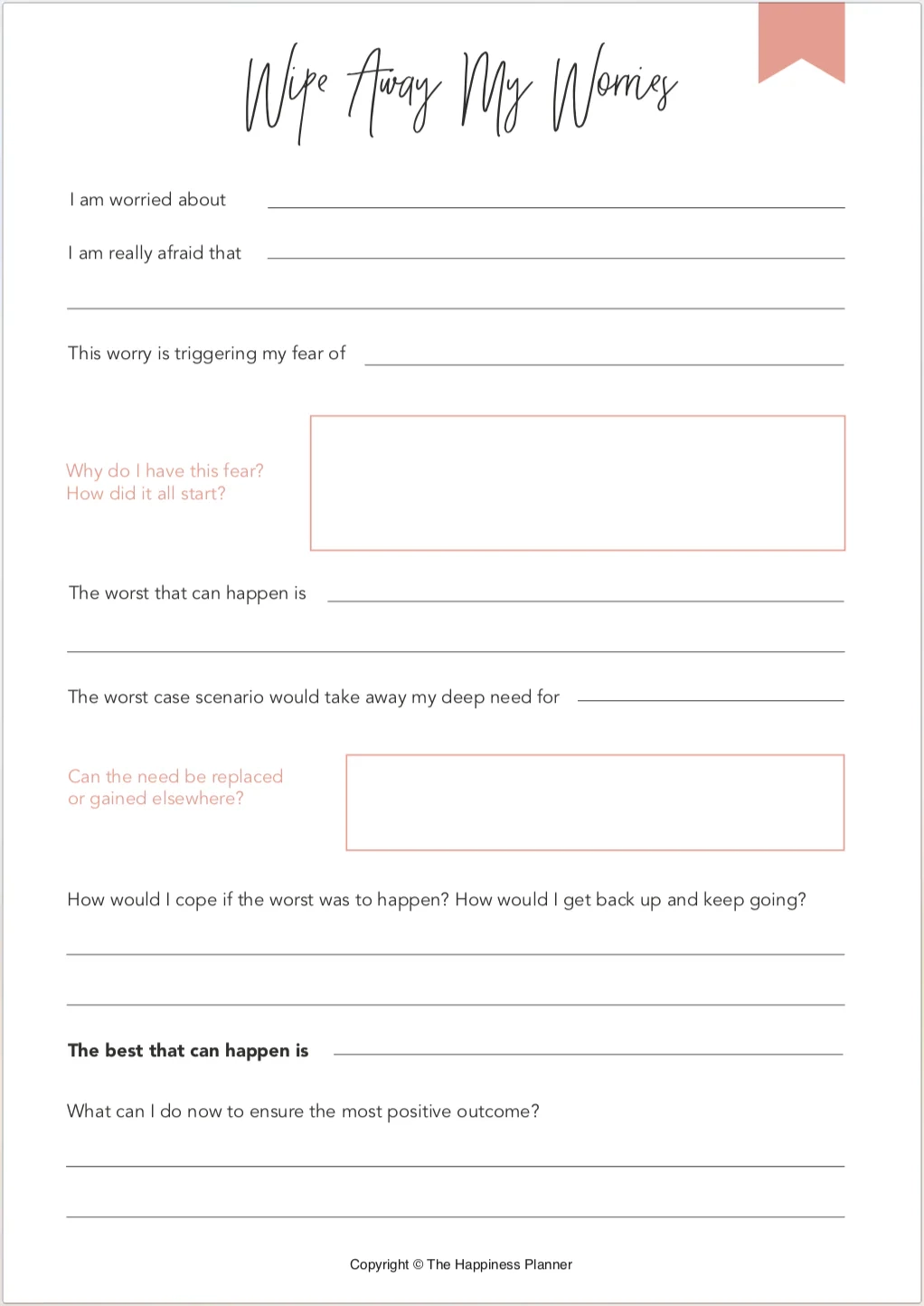 Printables Anxiety Worry The Happiness Planner 