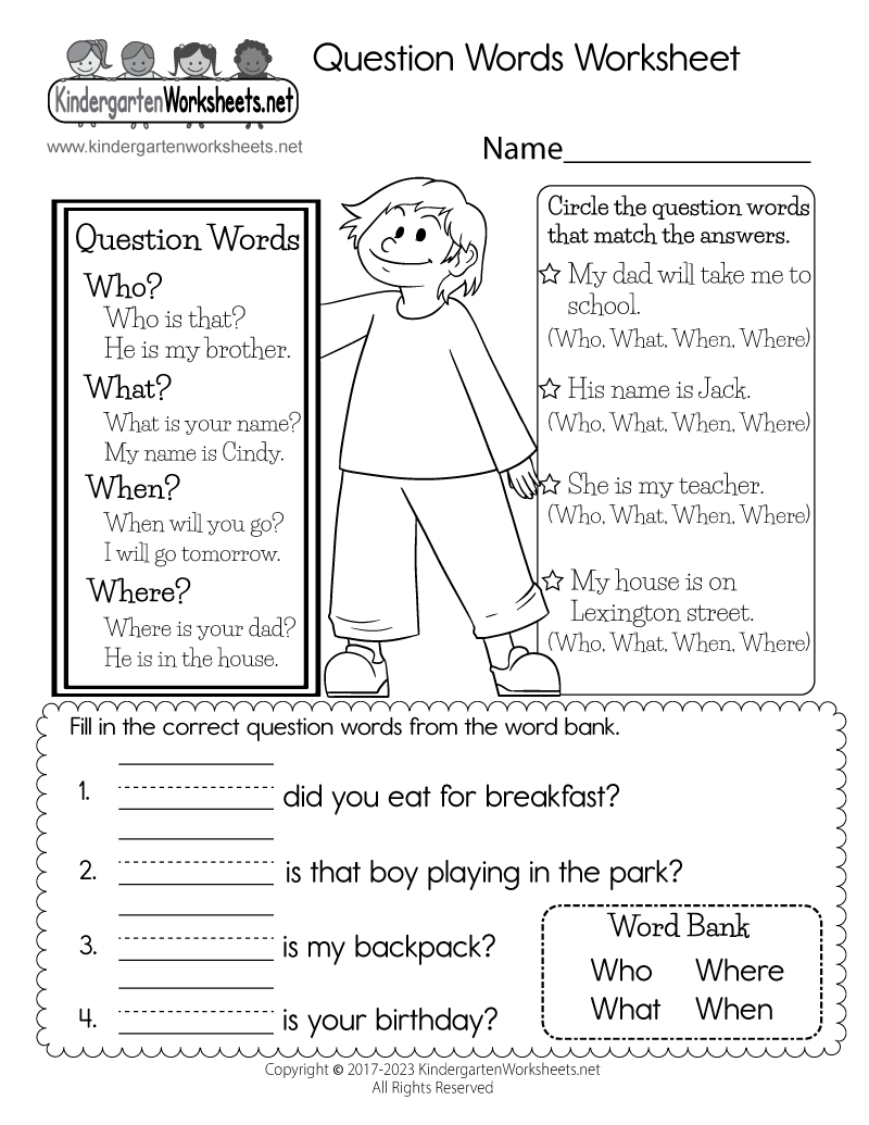 Question Words Worksheet Free Printable Digital amp PDF Question Words Worksheet Free Printable Digital amp PDF