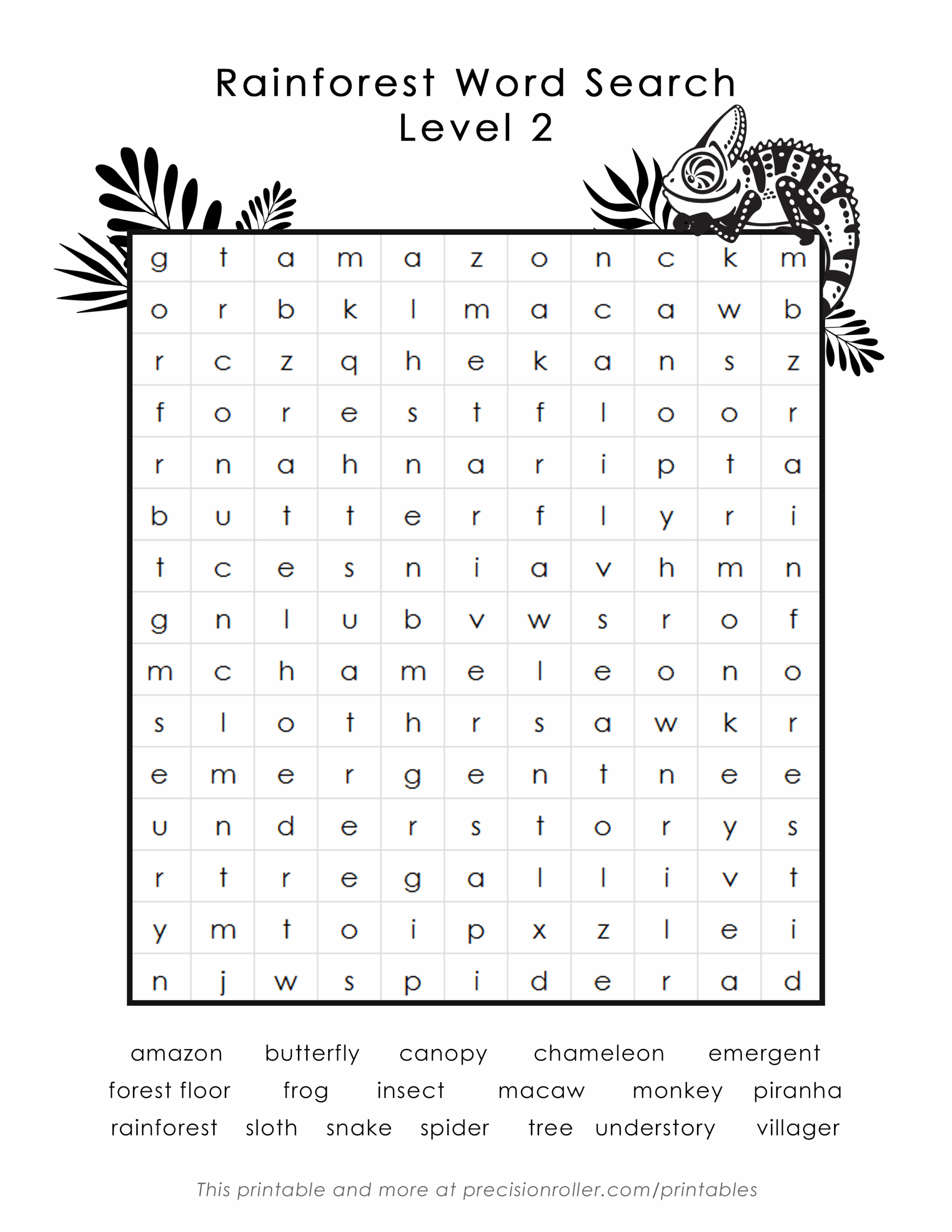 Rainforest themed Free Printable Word Search Precision Printables Rainforest themed Free Printable Word Search Precision Printables