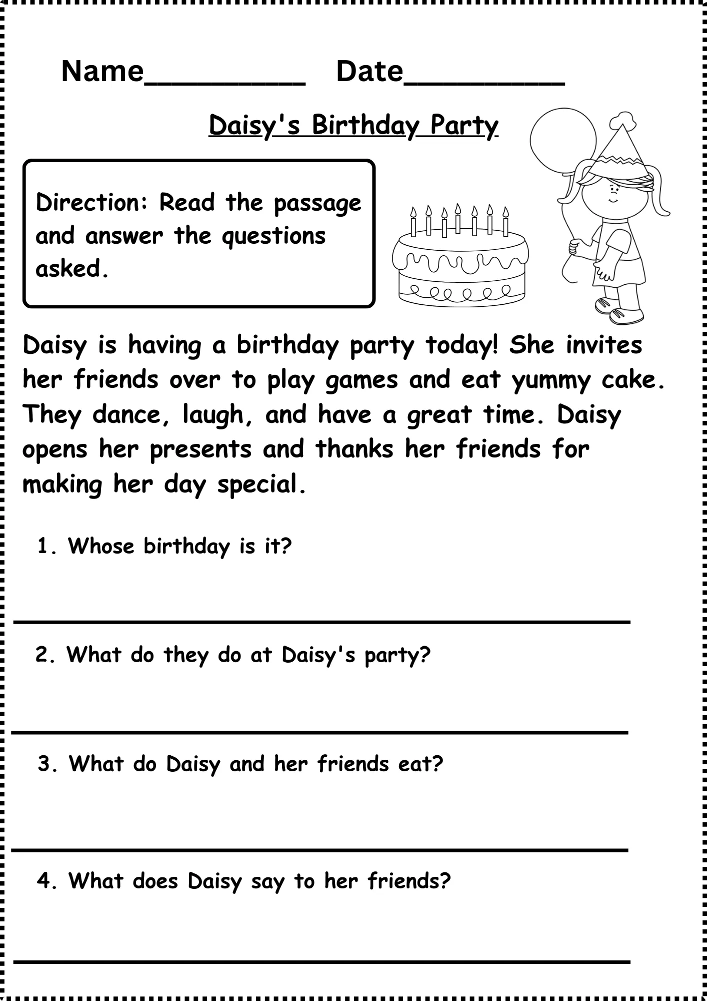 Printable Reading Worksheets For 1st Graders