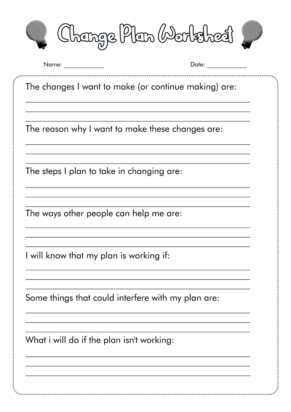 Recoveryworksheets Recoveryworksheets