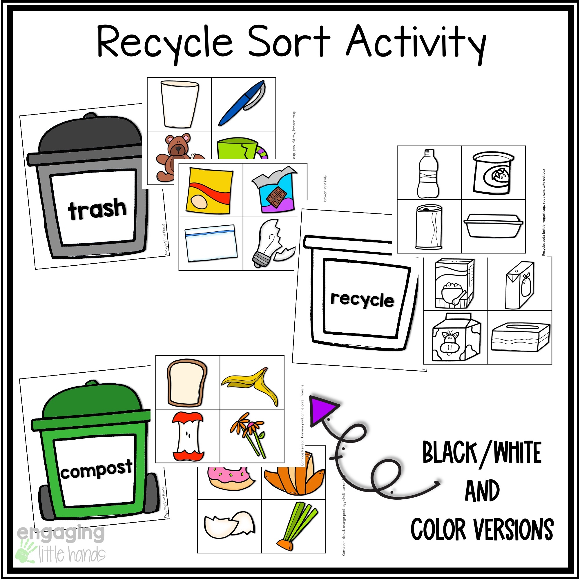 Printable Recycling Sorting Activity Worksheet Printable Recycling Sorting Activity Worksheet