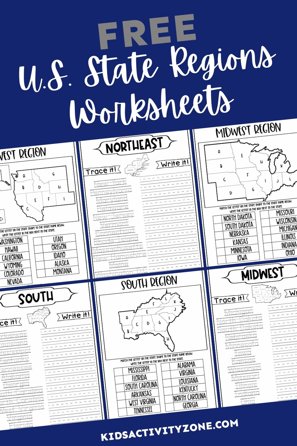 Printable States Worksheets