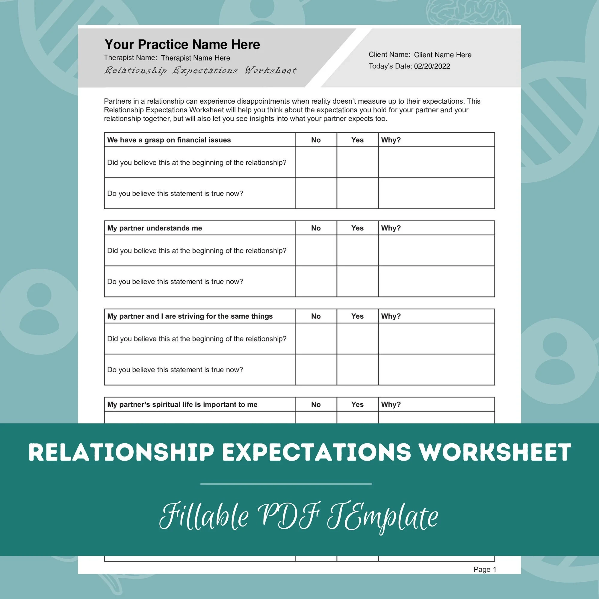 Relationship Expectations Worksheet Editable Fillable PDF Relationship Expectations Worksheet Editable Fillable PDF