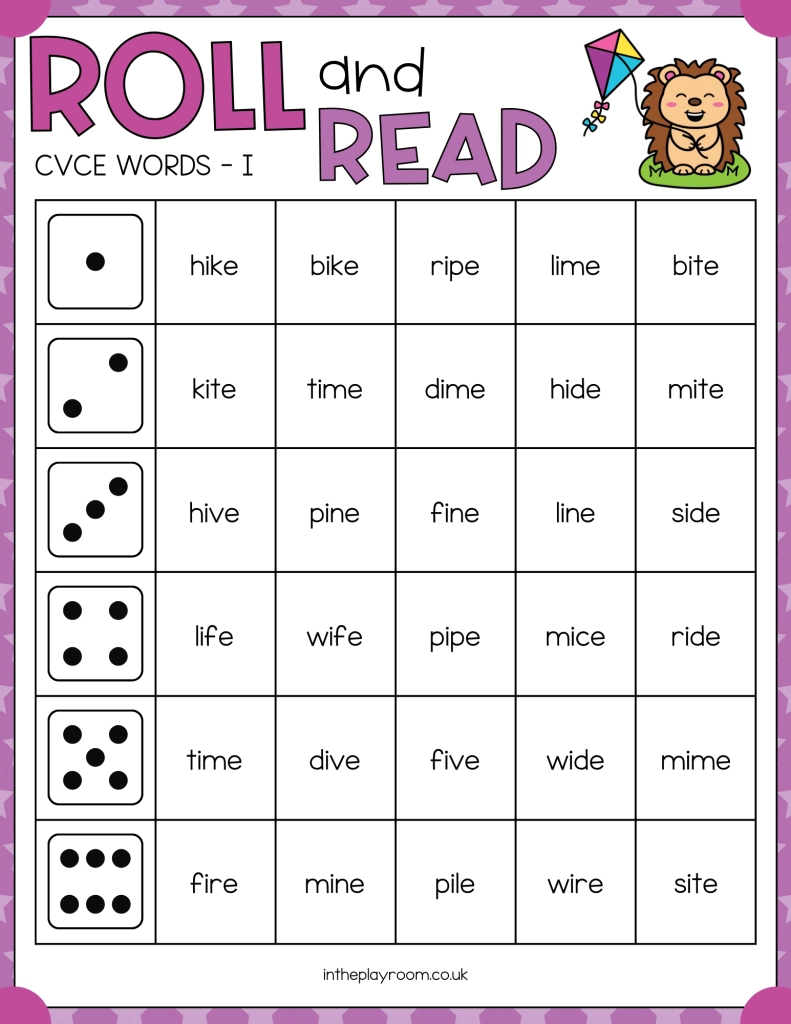 Roll And Read Cvce Word Worksheets Free Printable In The Playroom Roll And Read Cvce Word Worksheets Free Printable In The Playroom