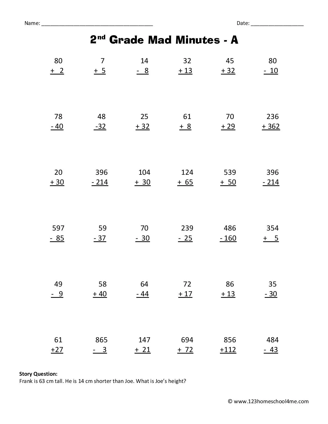 Second Grade Math Worksheets Free Printable Second Grade Math Worksheets Free Printable