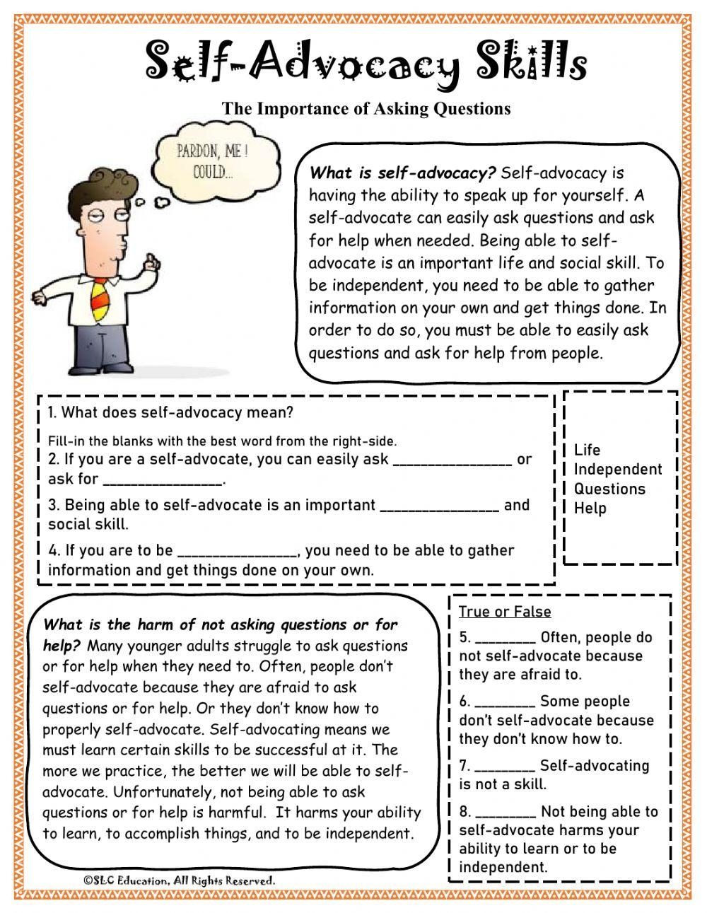 Self advocacy Part 1 Online Exercise For Live Worksheets Self advocacy Part 1 Online Exercise For Live Worksheets