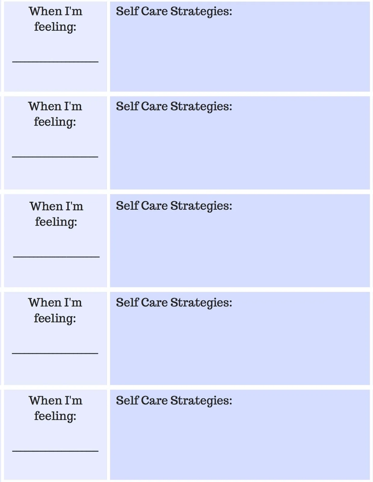 Printable Self Care Plan Worksheet Printable Self Care Plan Worksheet