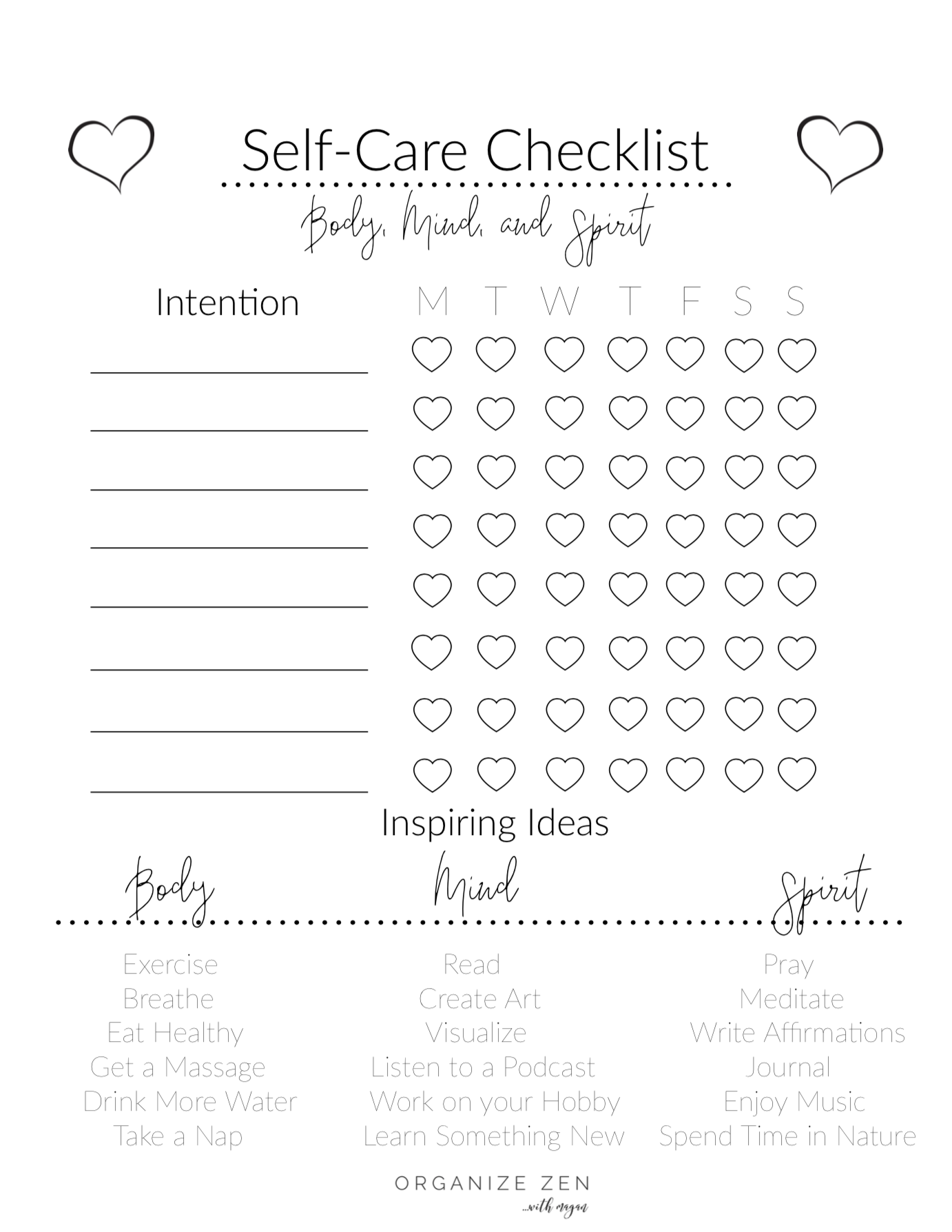 Free Printable Self-Care Worksheets For Adults Free Printable Self-Care Worksheets For Adults