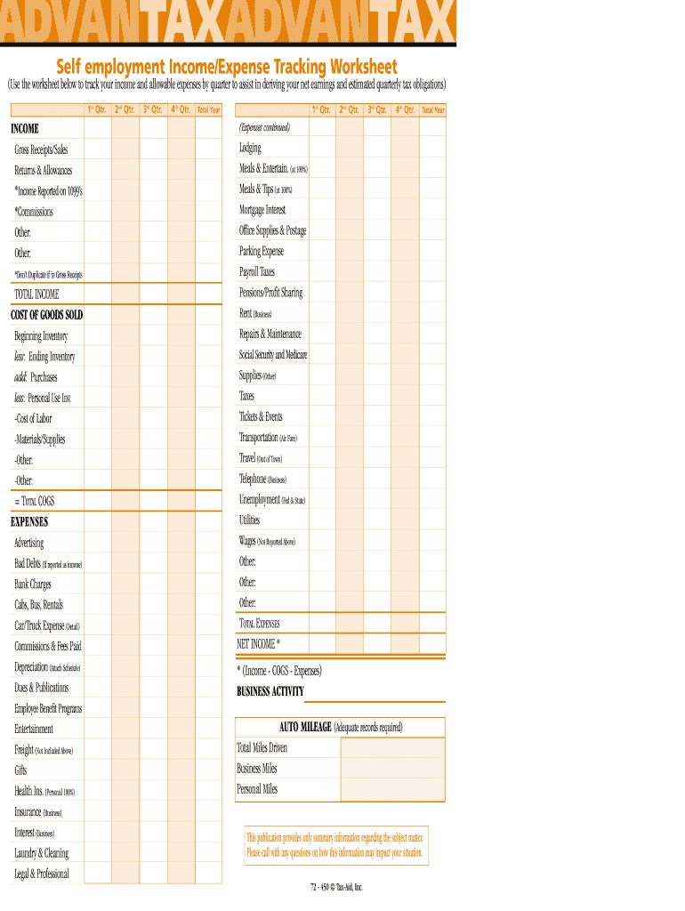 Small Business Expenses Printable Self Employed Tax Deductions Worksheet