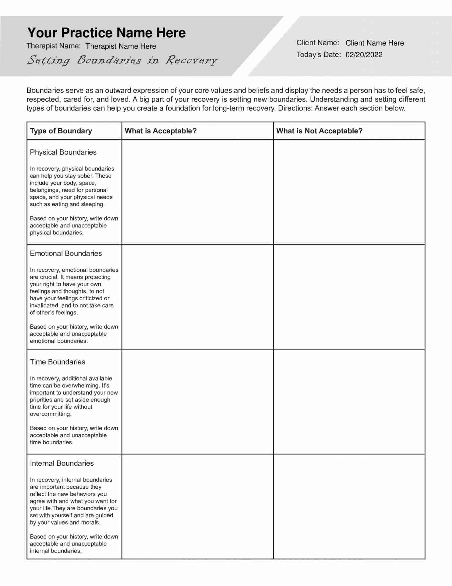 Printable Recovery Worksheets Pdf Printable Recovery Worksheets Pdf
