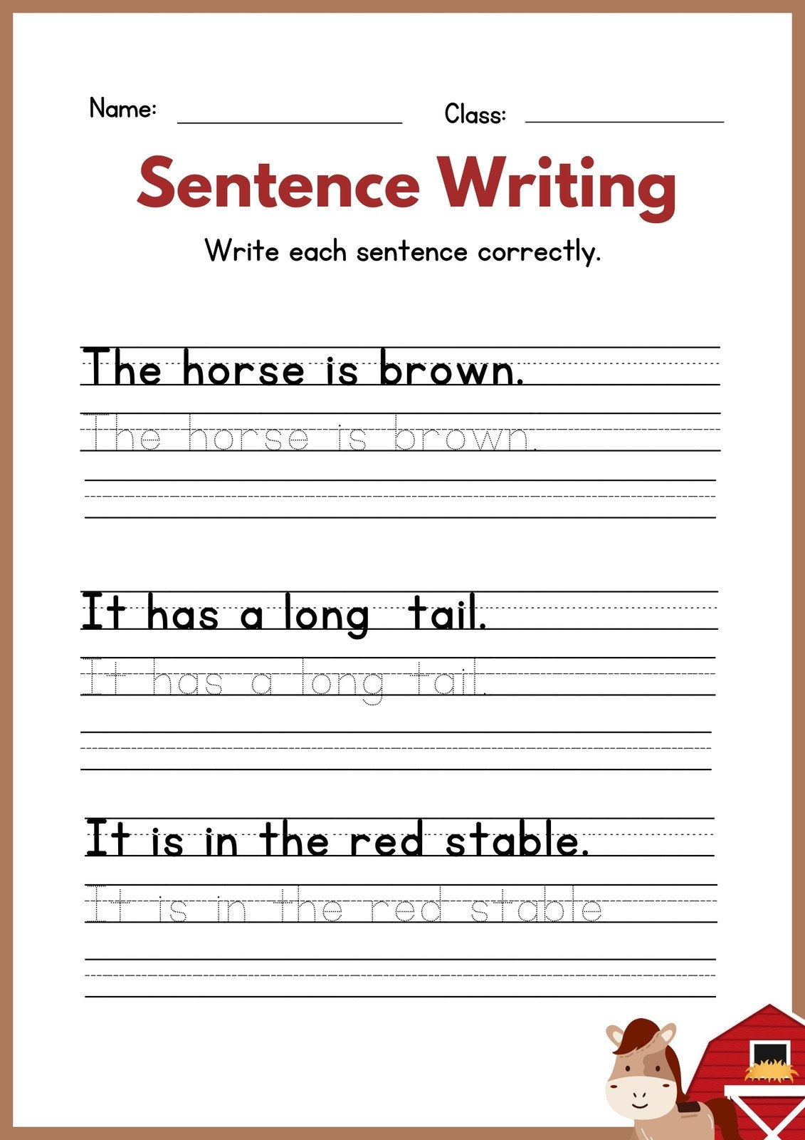 Free Printable Sentence Tracing Worksheets Free Printable Sentence Tracing Worksheets