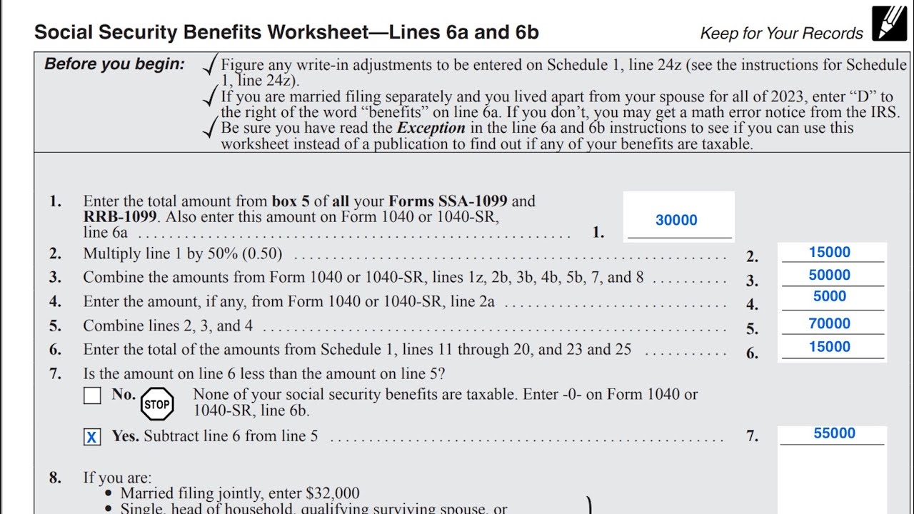 Social Security Benefits Worksheet Walkthrough IRS Form 1040 Lines 6a amp 6b Social Security Benefits Worksheet Walkthrough IRS Form 1040 Lines 6a amp 6b