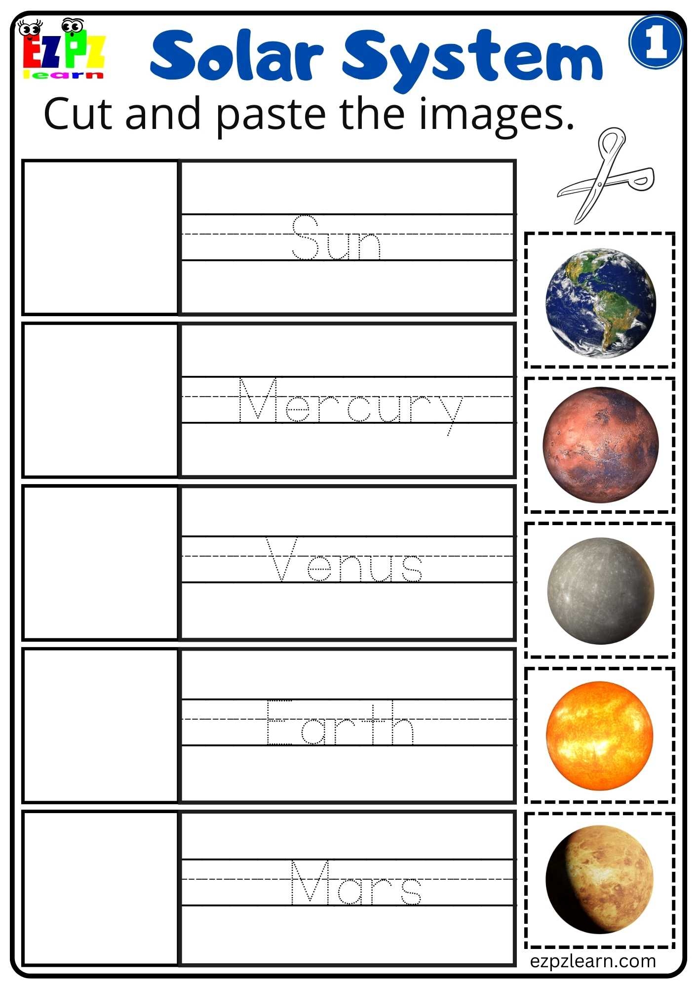 Solar System Cut And Paste Worksheet 1 For Kids Ezpzlearn Solar System Cut And Paste Worksheet 1 For Kids Ezpzlearn