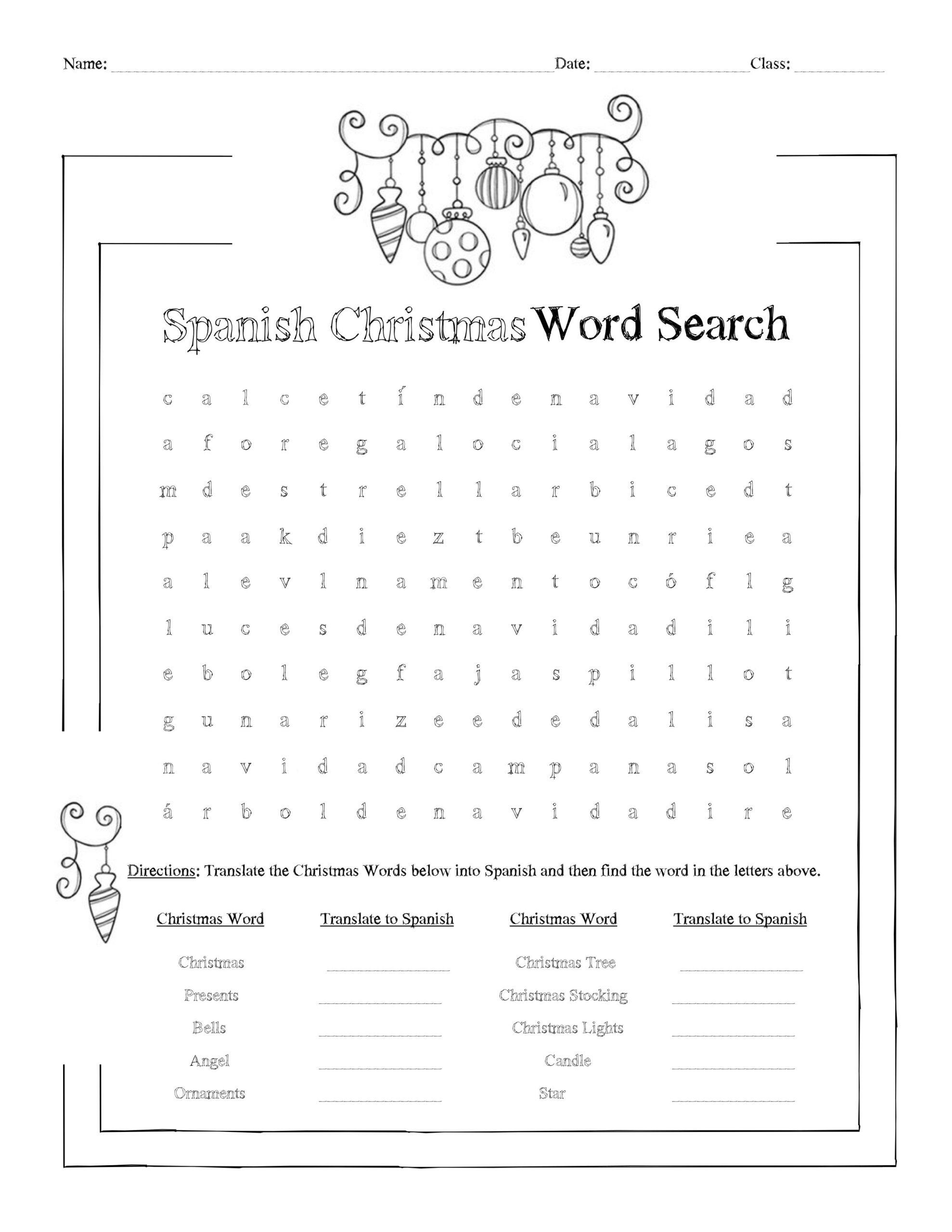 Spanish Christmas Word Search Worksheet Made By Teachers Spanish Christmas Word Search Worksheet Made By Teachers