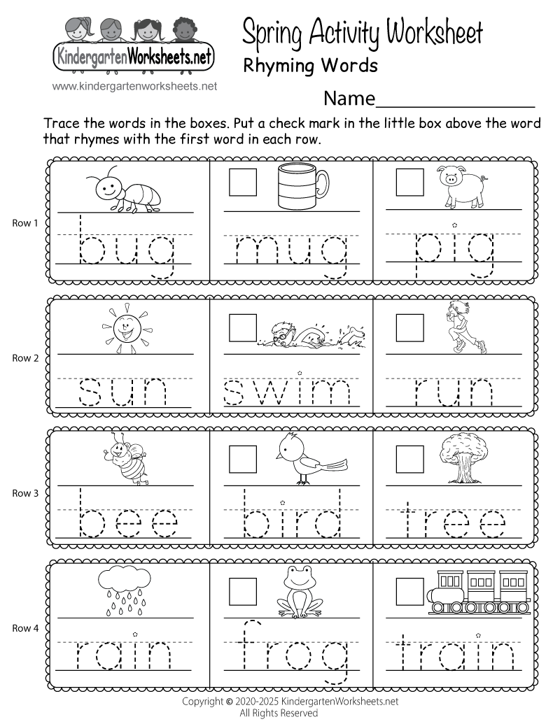 Spring Rhyming Words Activity Worksheet Free Printable Digital Spring Rhyming Words Activity Worksheet Free Printable Digital