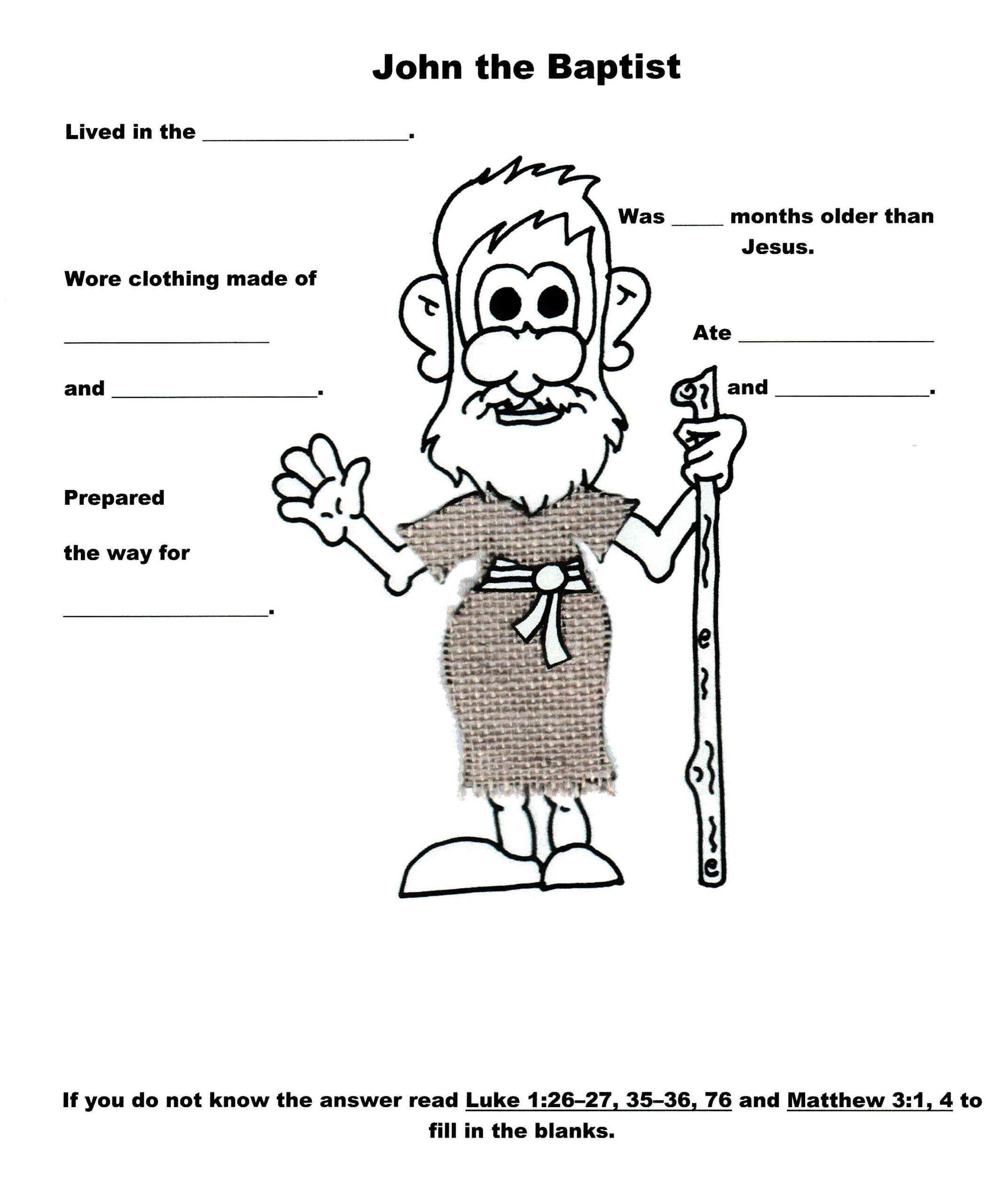 St John The Baptist Notebooking Page St John The Baptist Notebooking Page