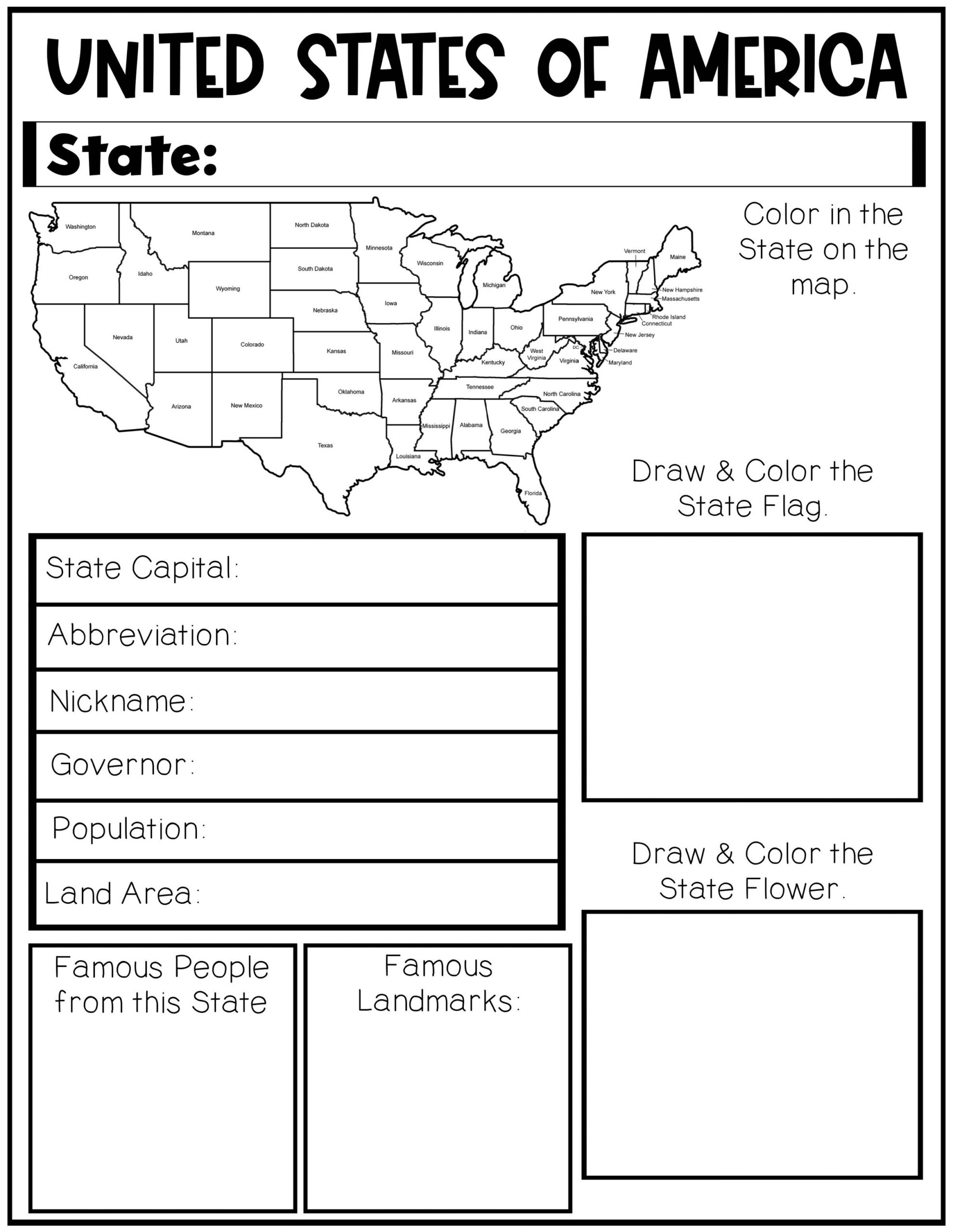 States Printable Worksheets States Printable Worksheets