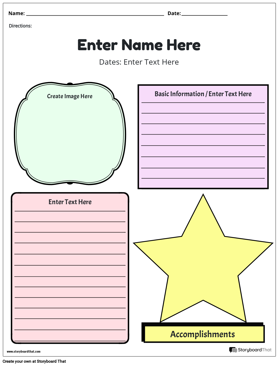 Storyboard That Biography Worksheet Templates Storyboard That Biography Worksheet Templates