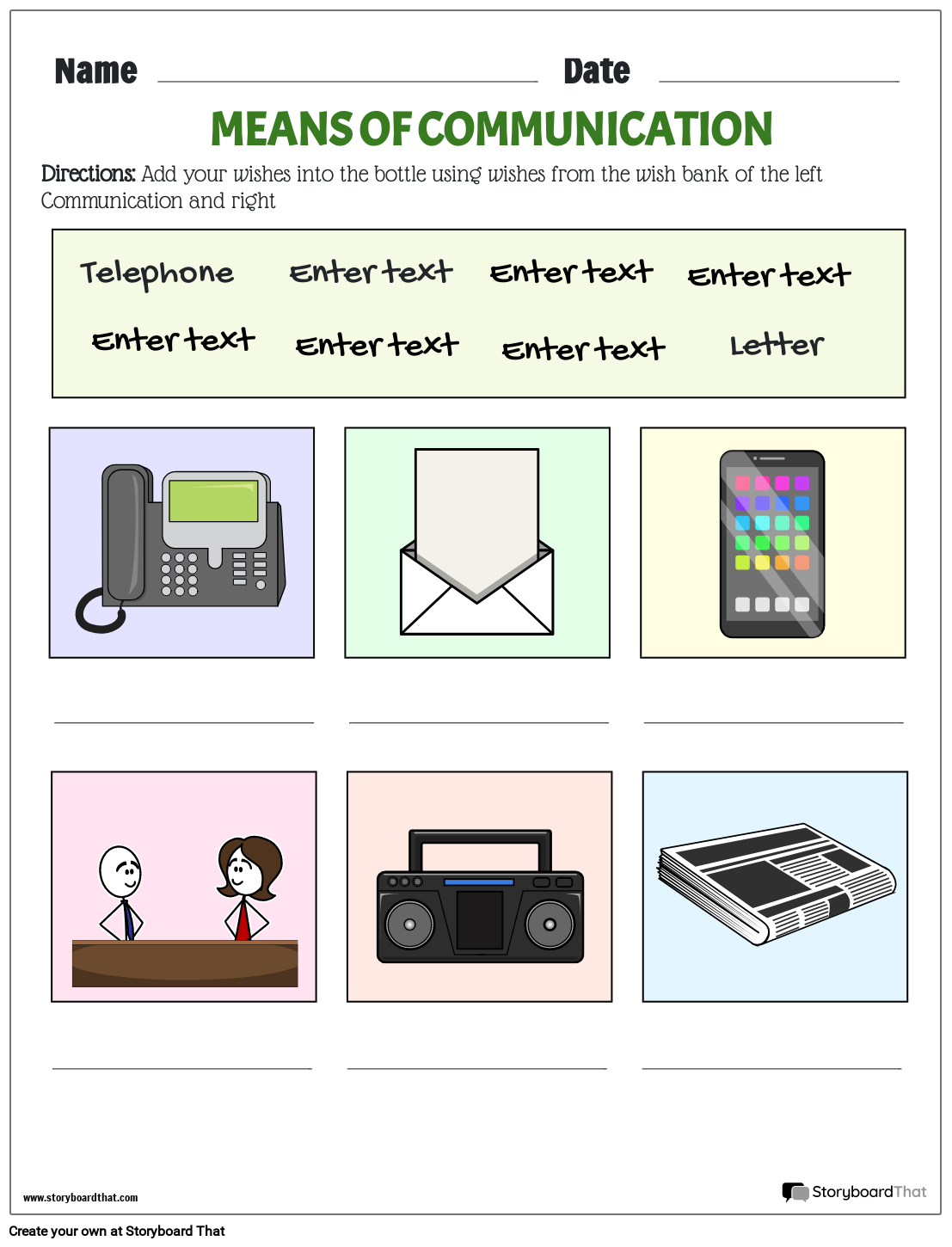 Storyboard That Communication Worksheets For Education Storyboard That Communication Worksheets For Education