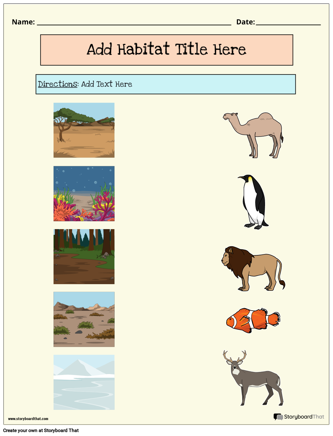 Storyboard That Free Animal Habitat Worksheets Storyboard That Free Animal Habitat Worksheets
