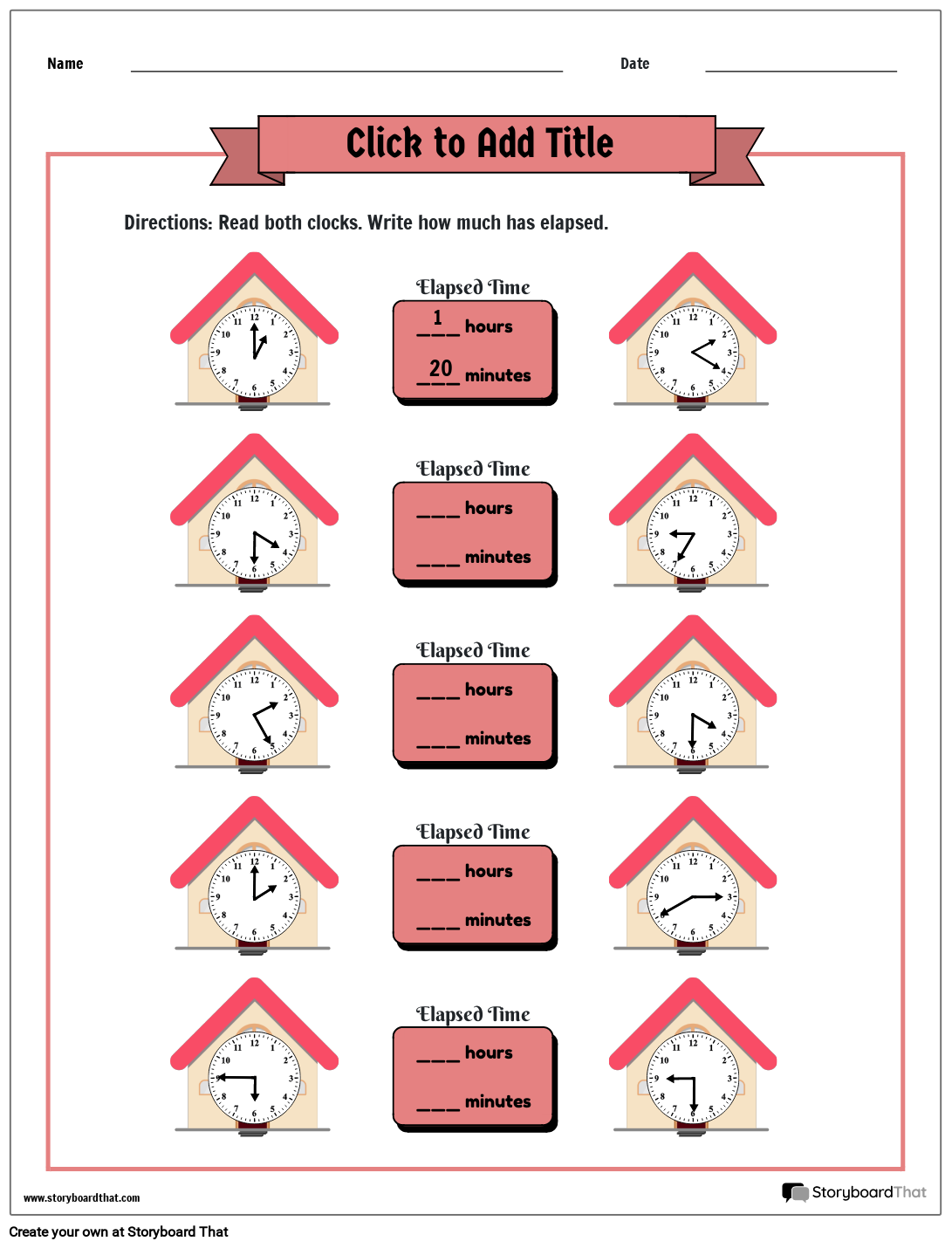 Storyboard That Free Elapsed Time Worksheets Storyboard That Free Elapsed Time Worksheets