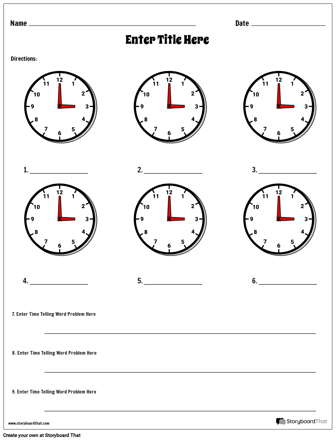Storyboard That Telling Time Worksheet Creator Storyboard That Telling Time Worksheet Creator