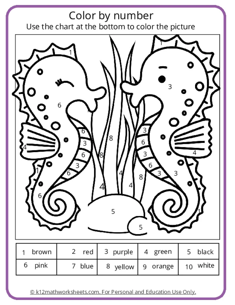 Free Printable Easy Color By Number Worksheets For Kindergarten Free Printable Easy Color By Number Worksheets For Kindergarten