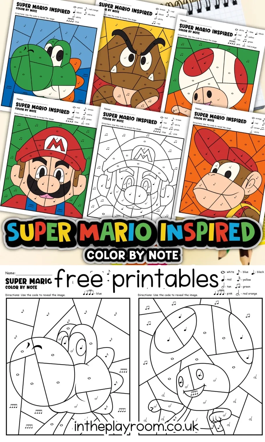 Super Mario Color By Note Worksheets In The Playroom Super Mario Color By Note Worksheets In The Playroom