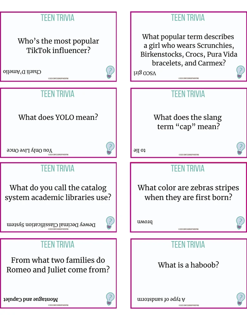 Teen Trivia Questions Printable MicheleTripple Teen Trivia Questions Printable MicheleTripple