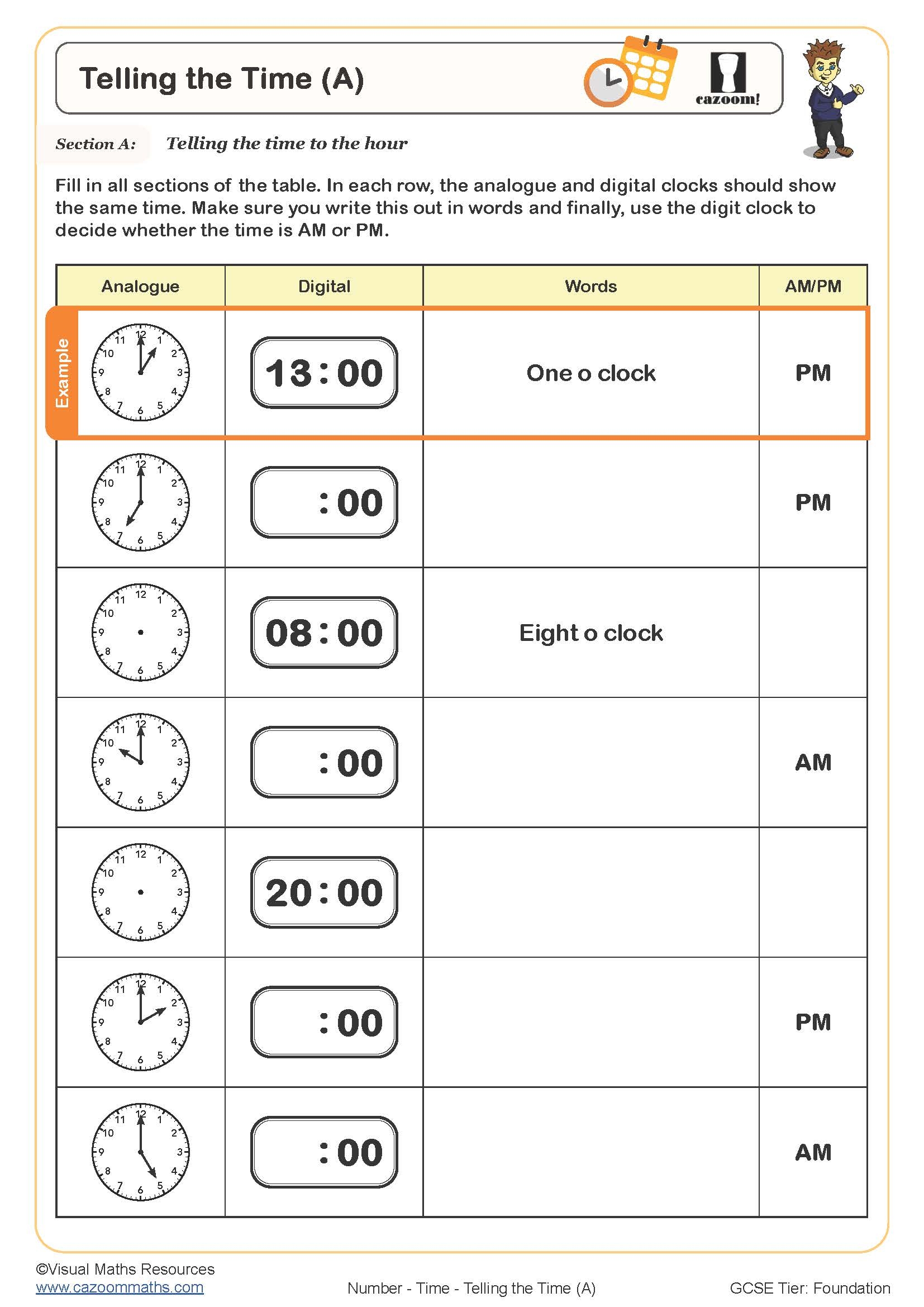 Telling The Time A Worksheet Printable Maths Worksheets Telling The Time A Worksheet Printable Maths Worksheets
