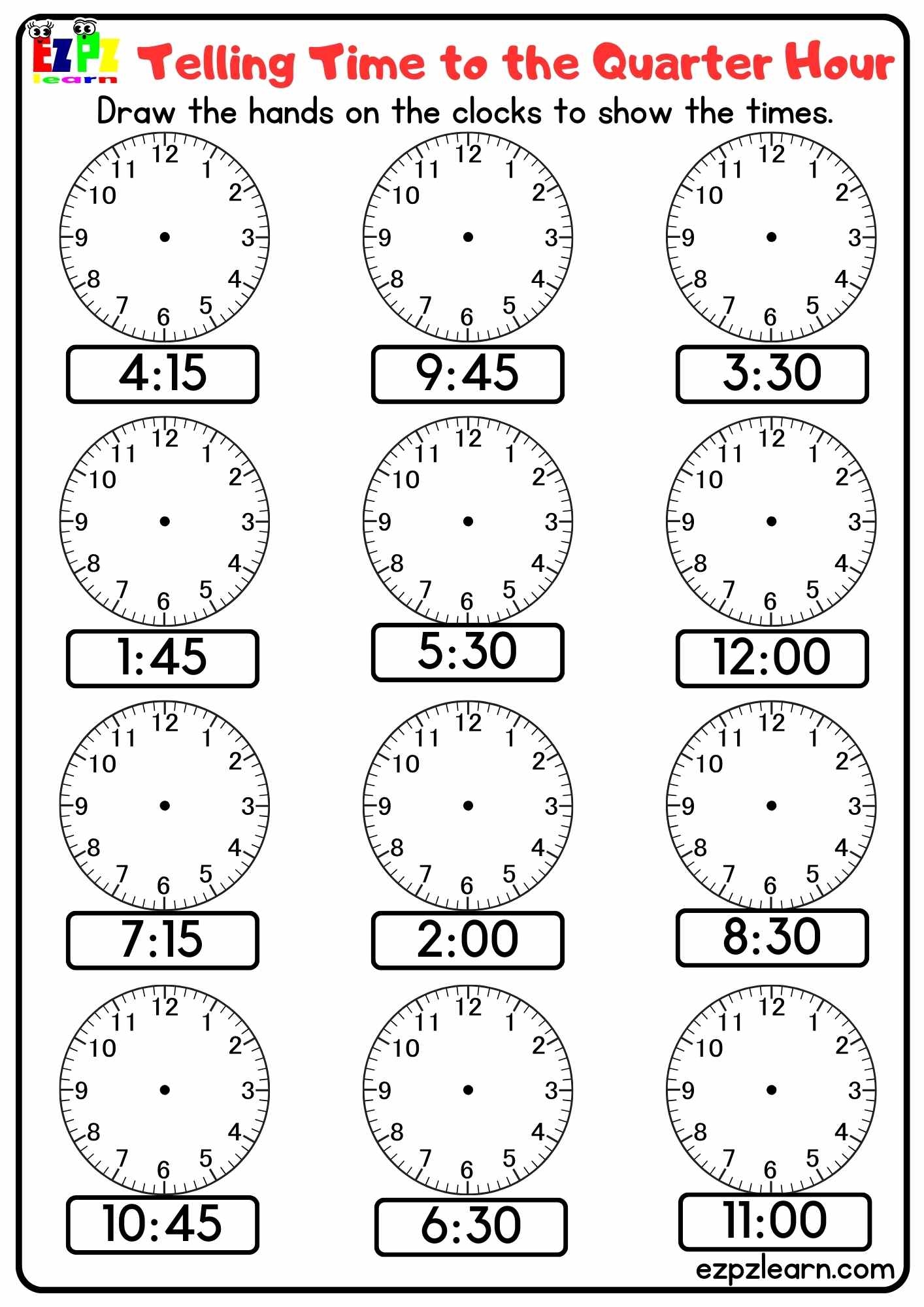 Telling Time Ezpzlearn Telling Time Ezpzlearn