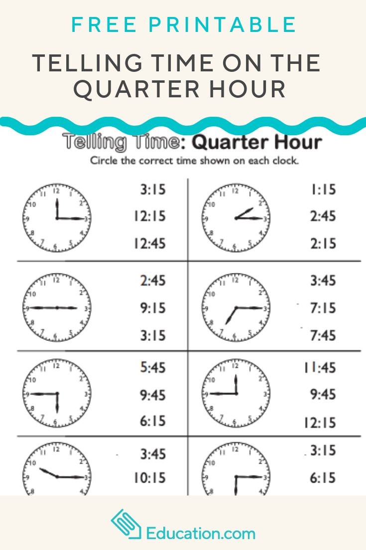 Telling Time On The Quarter Hour Match It Interactive Worksheet Telling Time On The Quarter Hour Match It Interactive Worksheet