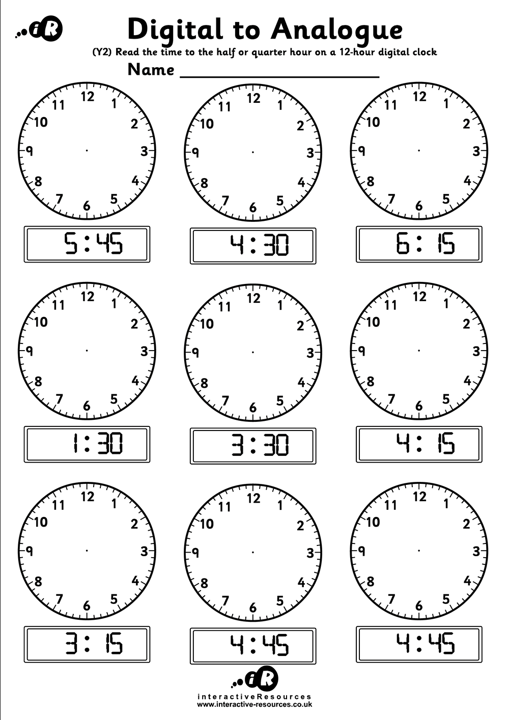 Telling The Time Printable Worksheets Telling The Time Printable Worksheets