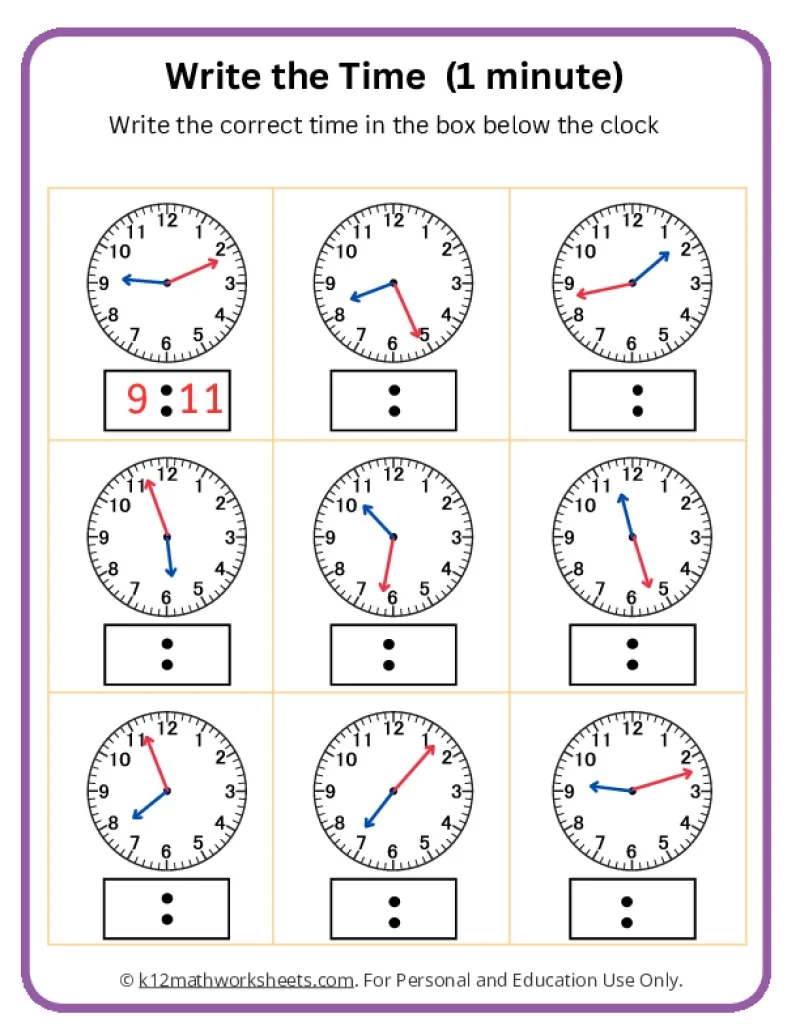 Digital Clock Worksheets Printable