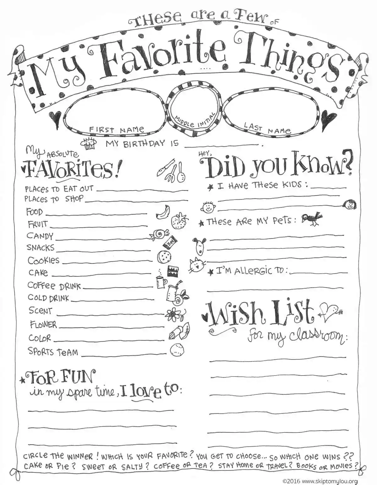 Template My Favorite Things List Free Printable Printable Bingo Template My Favorite Things List Free Printable Printable Bingo