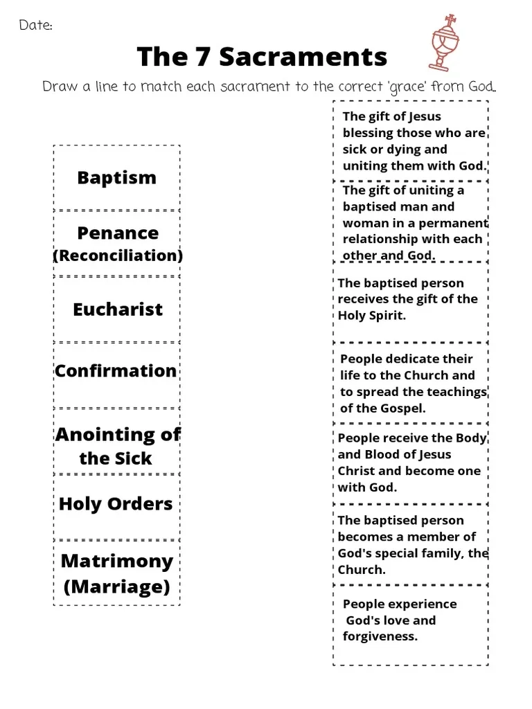 The 7 Sacraments Matching Activity PDF Religion amp Spirituality The 7 Sacraments Matching Activity PDF Religion amp Spirituality