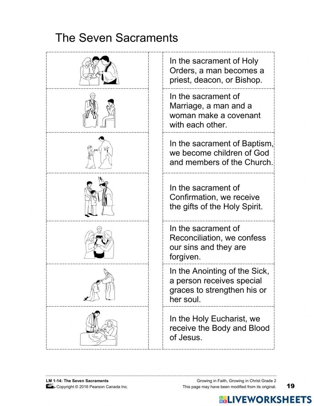 Free Printable 7 Sacraments Worksheet Free Printable 7 Sacraments Worksheet